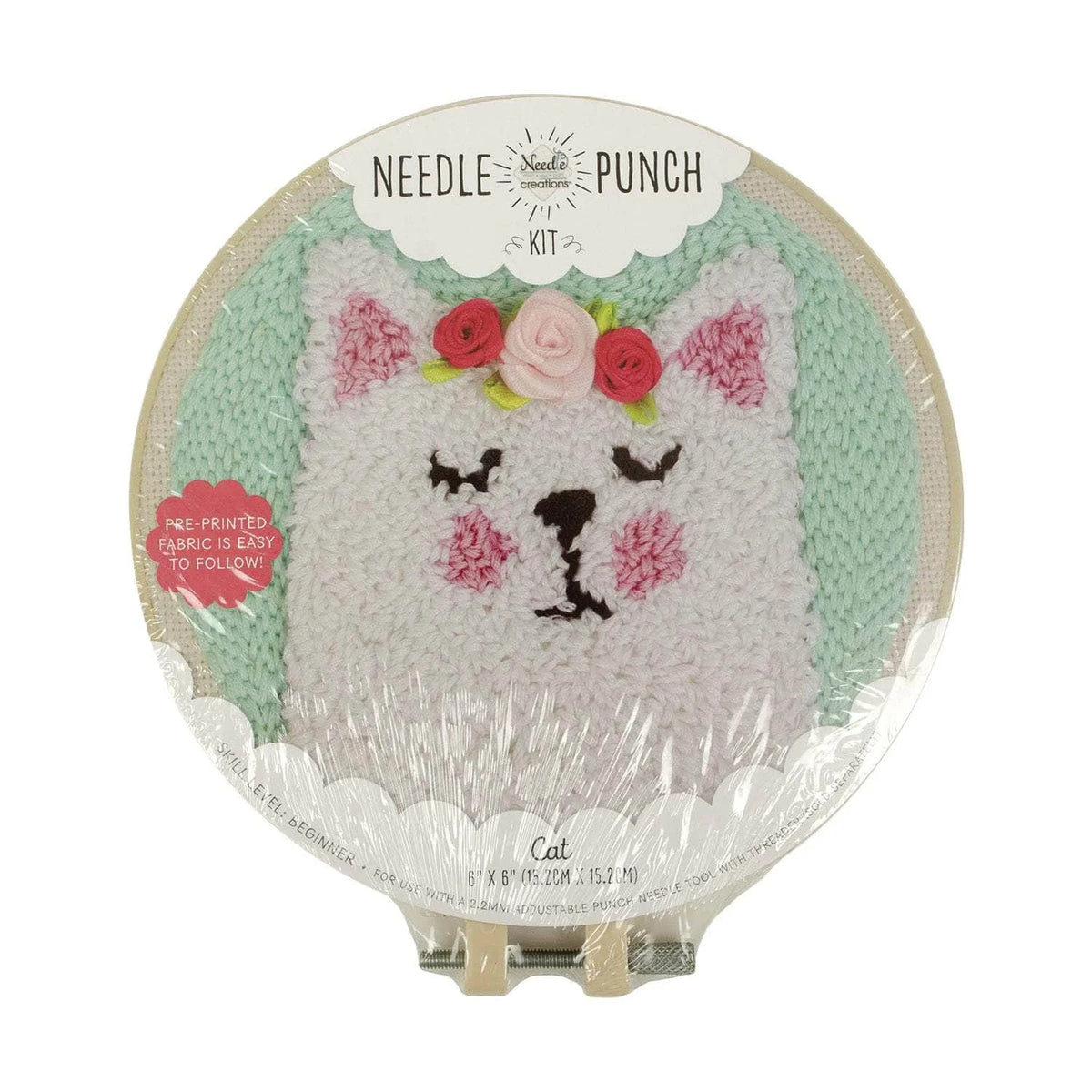 Punch Needle Kit 6" Hoop - Cat, Deer, or Bulldog