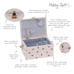 Embroidered Bee Sewing Box