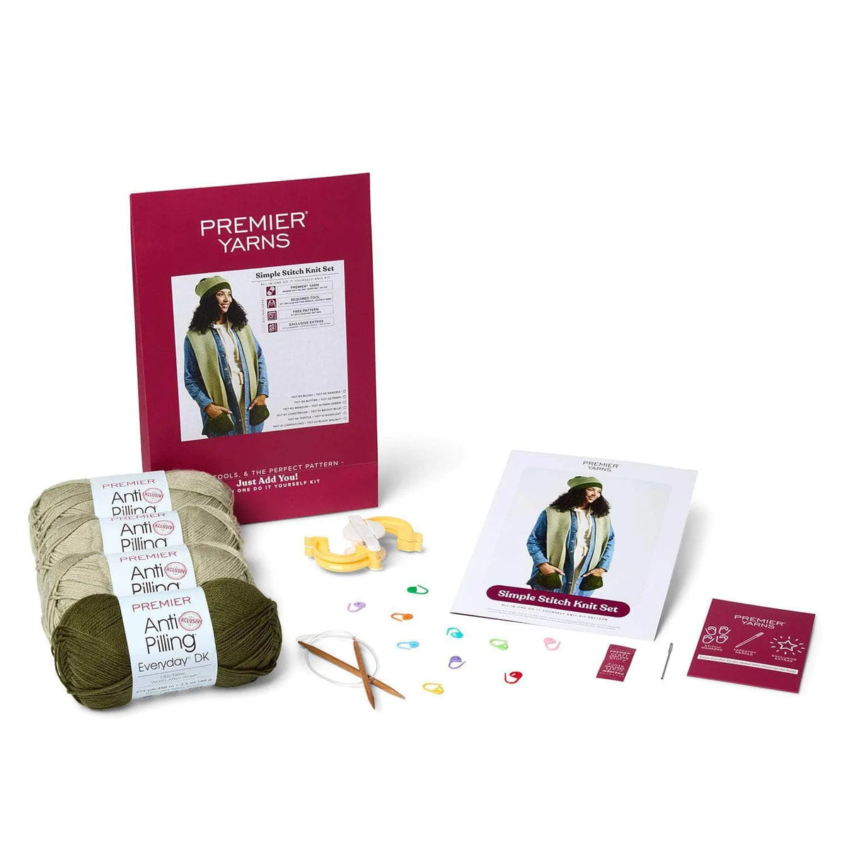 Simple Stitch Knit Scarf and Hat Kit