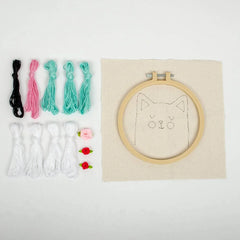 Punch Needle Kit 6" Hoop - Cat, Deer, or Bulldog